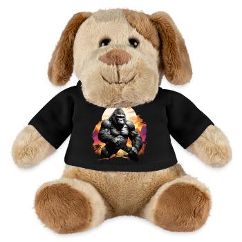 MAJESTISCHER GORILLA INMITTEN EINES FARBENFROHEN SONNENUNTERGANGS, RETRO - MiniFeet® Hund Helge - Schwarz - Vorne