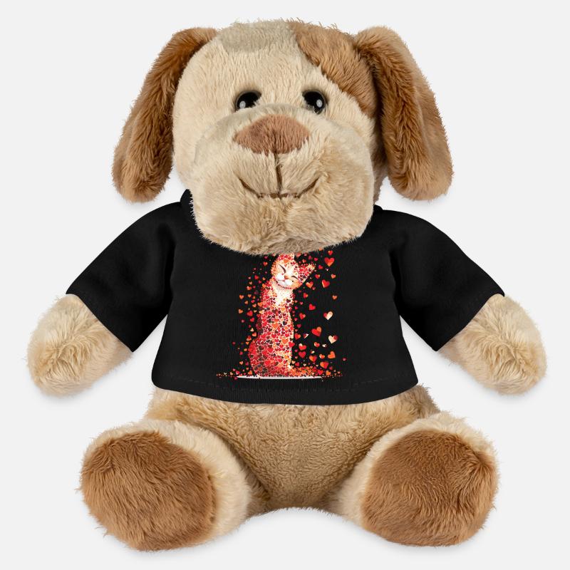 Katze Liebe Valentinstag Katze mit roten Herzen - MiniFeet® Hund Helge - Schwarz