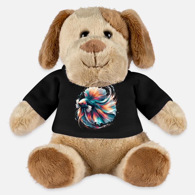 Leuchtender Betta Splendens, Kampffsich bunt - MiniFeet® Hund Helge - Schwarz
