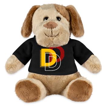 Buchstabe D Typo Geschenke - MiniFeet® Hund Helge - Schwarz - Vorne