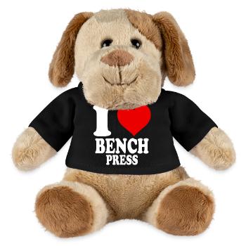 J’adore le développé couché, la salle de sport, le bodybuilding, le fitness - Chien en peluche Helge MiniFeet® - noir - Devant