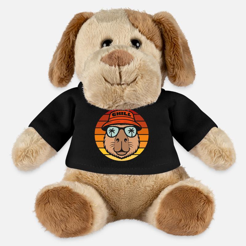 Chill Capybara Retro Sunset with Palm Trees - MiniFeet® Dog Helge - black