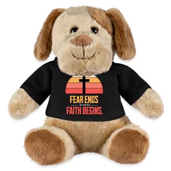 Fear Ends Where Faith Begins Retro Sonnenuntergang - MiniFeet® Hund Helge - Schwarz - Vorne