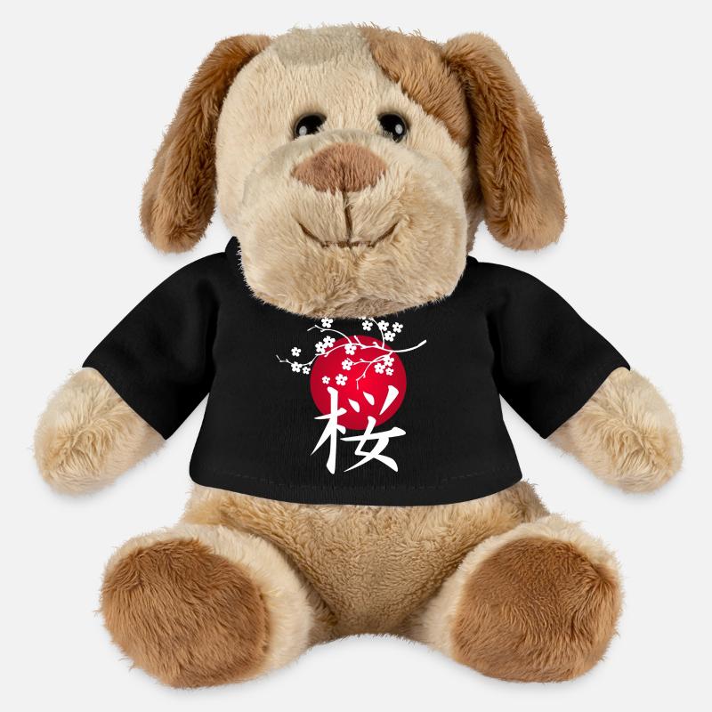 White Japanese cherry and red sun - MiniFeet® Dog Helge - black