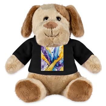 Wasserkolorwirbel Blau Gelb Lila - MiniFeet® Hund Helge - Schwarz - Vorne