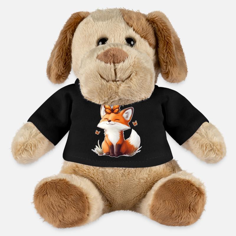 Räv och fjäril - MiniFeet® hund Helge - svart