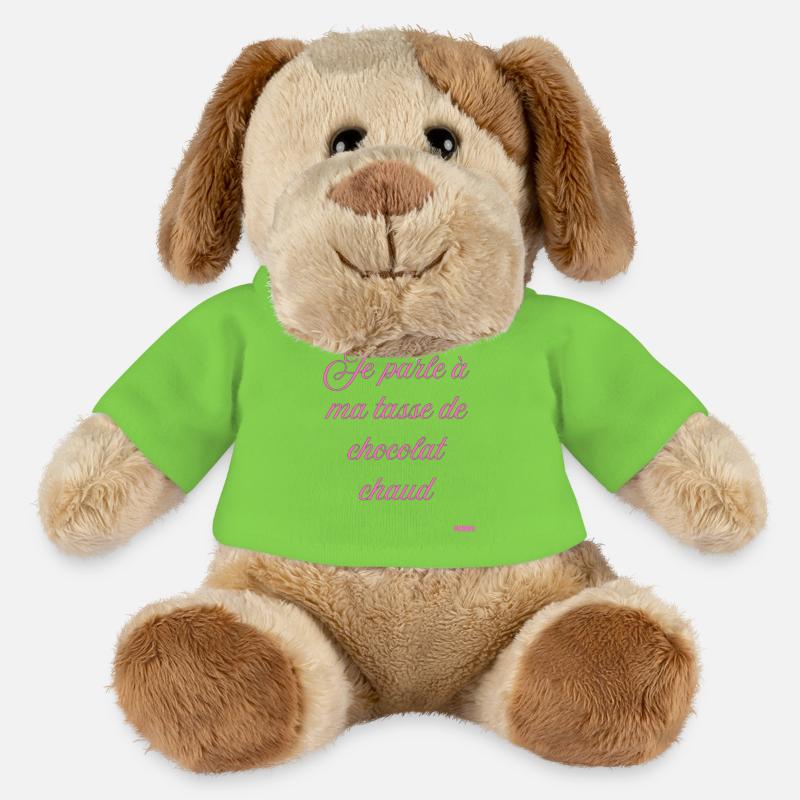 Tasse Chocolat Chaud Script Rose - Chien en peluche Helge MiniFeet® - vert clair