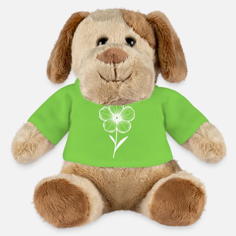Weisse grafische Blume - Farbe variabel - MiniFeet® Hund Helge - Hellgrün