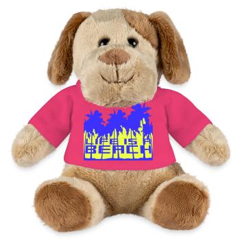 Life is a Beach Palmen Leben ist ein Strand Spruch - MiniFeet® Hund Helge - Pink - Vorne