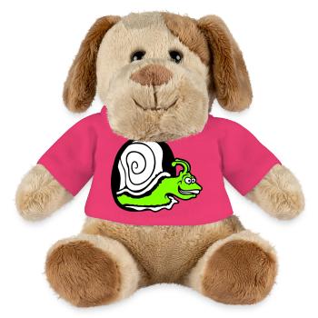 snail peeks hole wall mouse hole funny silly - MiniFeet® Dog Helge - pink - Front