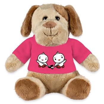 2 Vögel spielen Eishockey Sport Puck Zwei Schläger - MiniFeet® Hund Helge - Pink - Vorne
