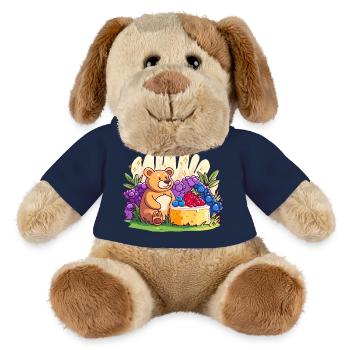 Ours câlin sur gâteau aux fruits - Chien en peluche Helge MiniFeet® - bleu marine - Devant