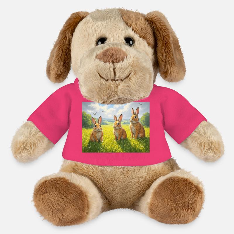 Three rabbits in the spring field - MiniFeet® Dog Helge - pink