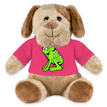 Frosch Kröte lacht lustig albern frech sitzt Comic - MiniFeet® Hund Helge - Pink - Vorne