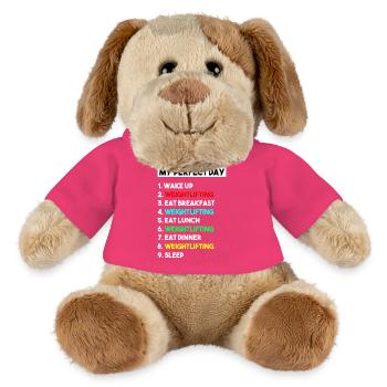 My Perfect Day Weightlifting Funny Gym Workout Gif - MiniFeet® Dog Helge - pink - Front