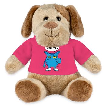 Chill mal - Zooki Monster lustiger Spruch - MiniFeet® Hund Helge - Pink - Vorne