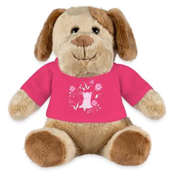 Eine süße Katze mit Blumen und Pflanzen. - MiniFeet® Hund Helge - Pink - Vorne