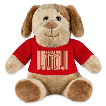 Vintage 1954 Barcode 1954: Year 2025. - MiniFeet® Dog Helge - red - Front