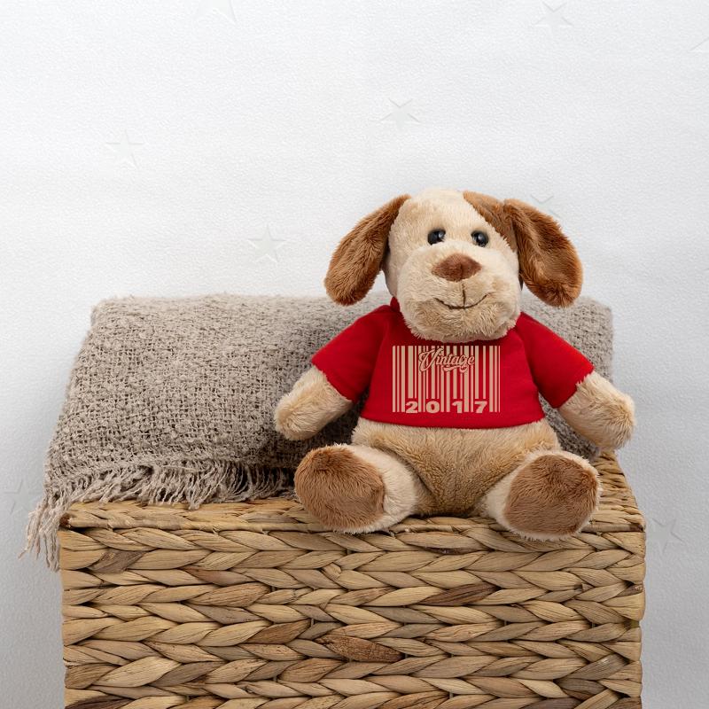 vintage 2017 Code barre 2017: Année 2025. Chien en peluche Helge MiniFeet®