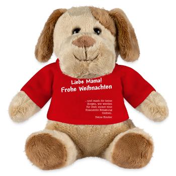 frohe Weihnachten Mama - finanzielle Sorgen - MiniFeet® Hund Helge - Rot - Vorne