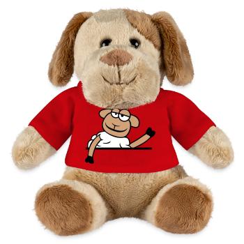 Schaf Winkt Hinter Mauer Zaun Schild Cool Lächeln - MiniFeet® Hund Helge - Rot - Vorne