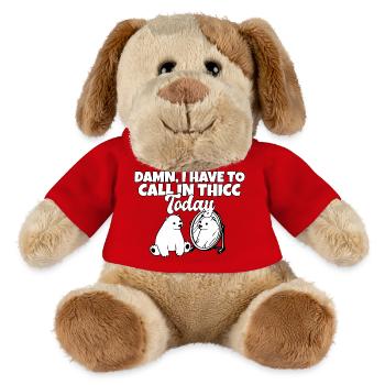 Merde, je dois appeler Thicc aujourd’hui Jeu de mots drôle d’ours - Chien en peluche Helge MiniFeet® - rouge - Devant
