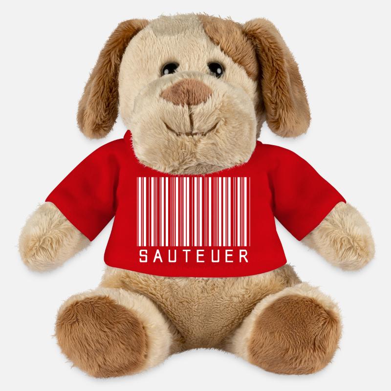 Strichcode "SAUTEUER" weiß - MiniFeet® Hund Helge - Rot