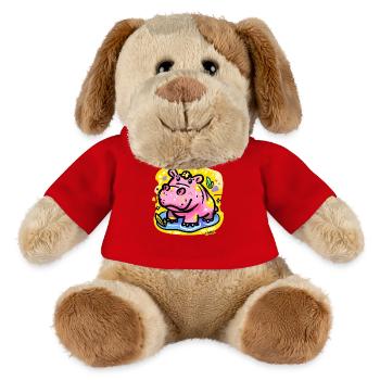 Buntes und niedliches Nilpferd - MiniFeet® Hund Helge - Rot - Vorne