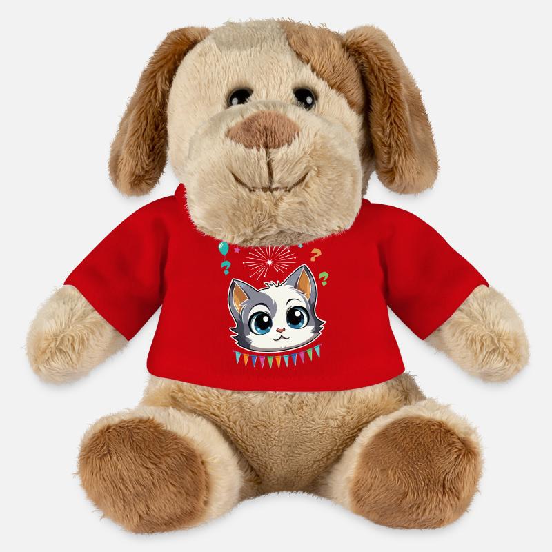Conception de célébration de fête d’anniversaire - Chat mignon - Chien en peluche Helge MiniFeet® - rouge