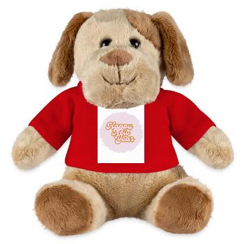Rose Logo de bonne année - Chien en peluche Helge MiniFeet® - rouge - Devant