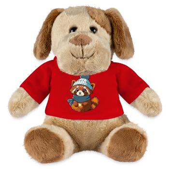 Niedlicher roter Panda mit Schal und Pudelmütze. - MiniFeet® Hund Helge - Rot - Vorne