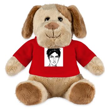 Frauengesicht mit schönen Augen s/w - MiniFeet® Hund Helge - Rot - Vorne