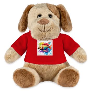 Fisch farbig traurig - MiniFeet® Hund Helge - Rot - Vorne