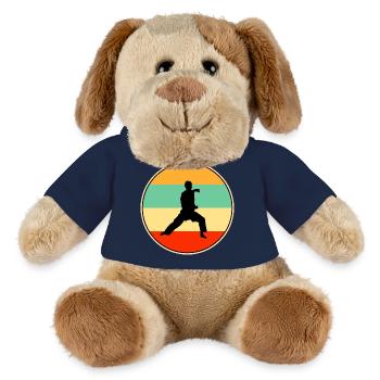 Silhouette rétro Karaté Arts martiaux Sunset - Chien en peluche Helge MiniFeet® - bleu marine - Devant