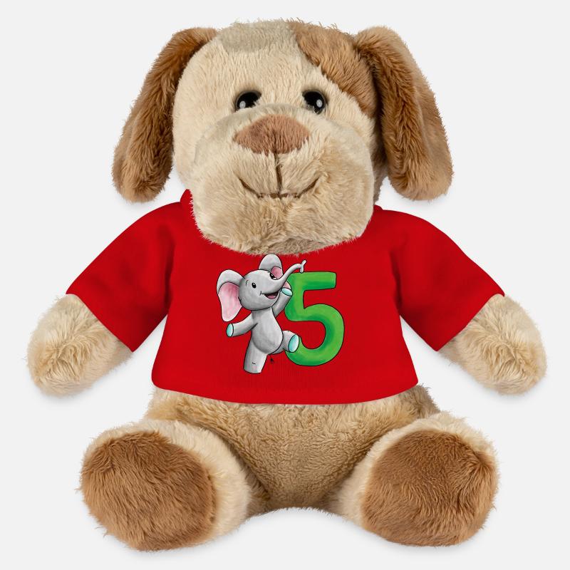 5e anniversaire éléphant - Chien en peluche Helge MiniFeet® - rouge