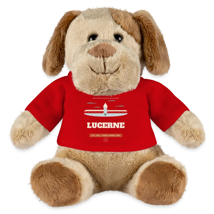 Lucerne badge on a minifeet® dog helge, red