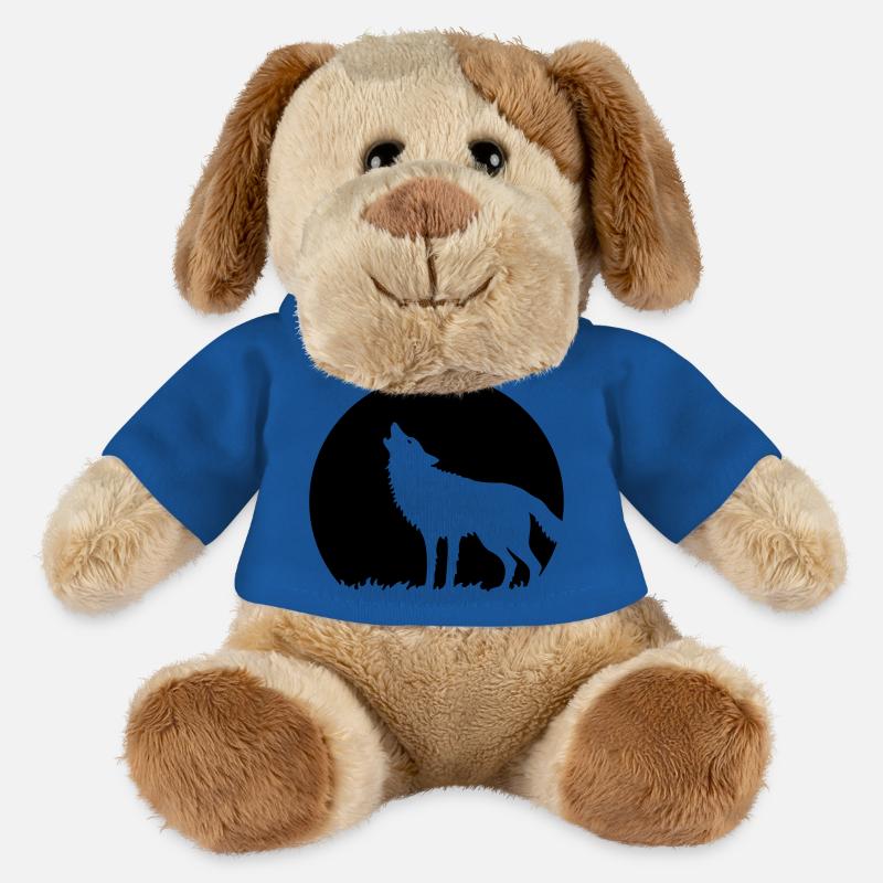 Howling Wolf At Full Moon (1C) - MiniFeet® Dog Helge - royal blue