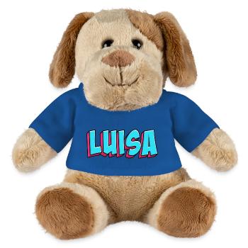 Motif du nom : Luisa - Chien en peluche Helge MiniFeet® - bleu roi - Devant