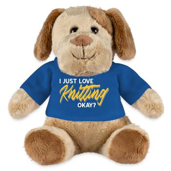 I Just Love Knitting Okay Funny Quote for Yarn - MiniFeet® Hund Helge - Königsblau - Vorne