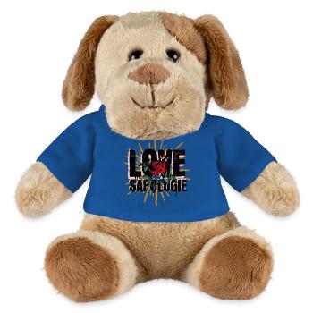 Love Sapologie Rose Design - Chien en peluche Helge MiniFeet® - bleu roi - Devant