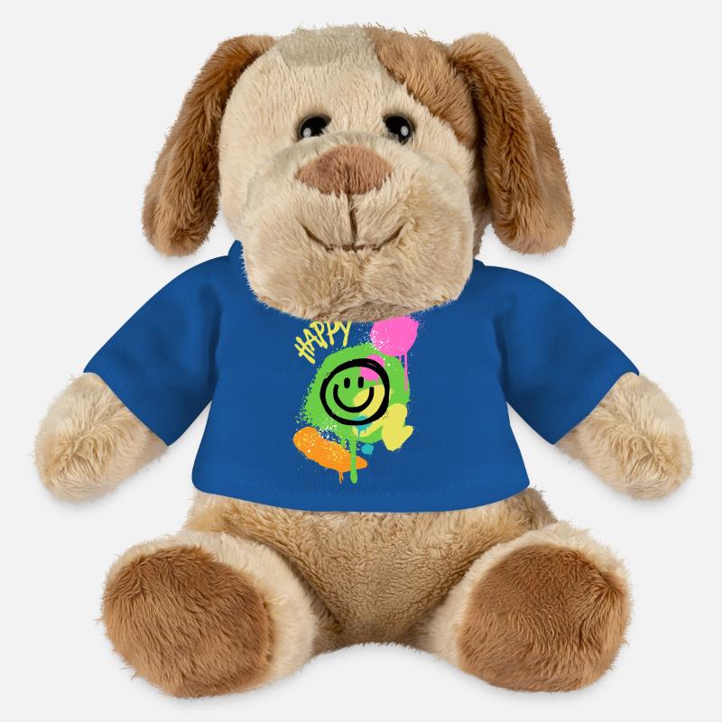Graffiti Happy Smiley Éclaboussures de Couleur - Chien en peluche Helge MiniFeet® - bleu roi