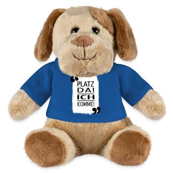 statement frage lustiger spruch begeisterung - MiniFeet® Hund Helge - Königsblau - Vorne