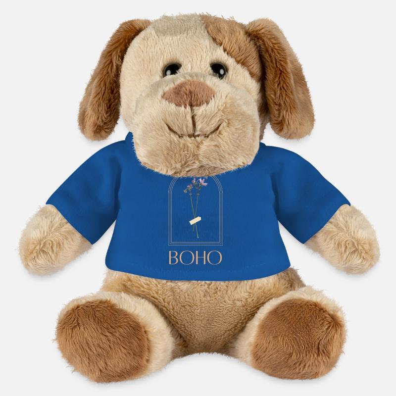 Bouquet de fleurs boho dans un cadre arche - Chien en peluche Helge MiniFeet® - bleu roi