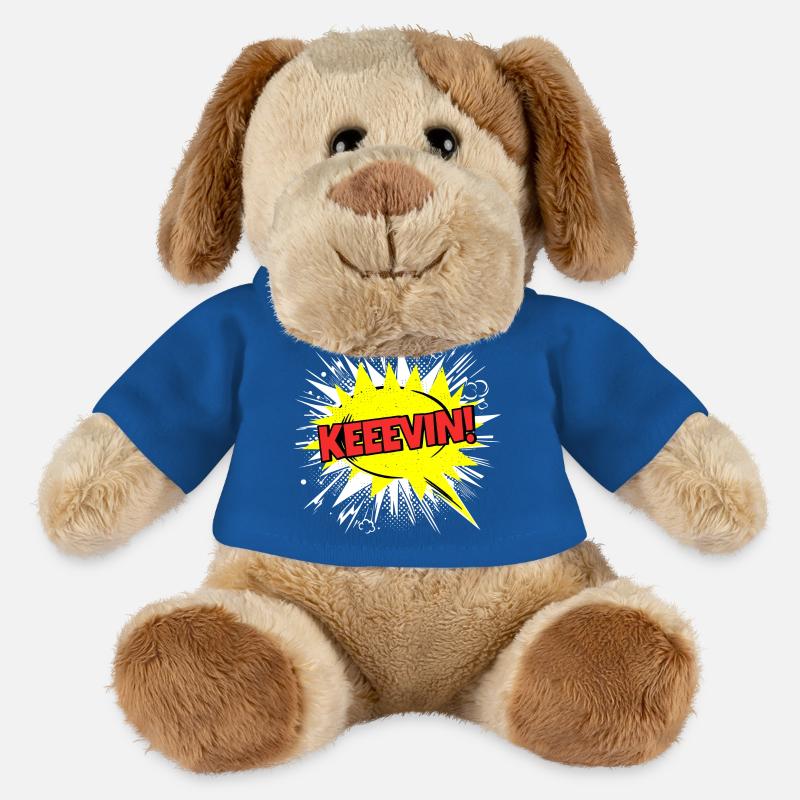 Kevin Nom Funny Speech Bubble Keeevin ! - Chien en peluche Helge MiniFeet® - bleu roi