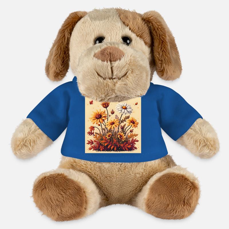 8 bits Floraison d’automne - Chien en peluche Helge MiniFeet® - bleu roi