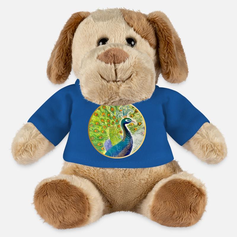 Prächtiger Pfau mit Krone - MiniFeet® Hund Helge - Königsblau