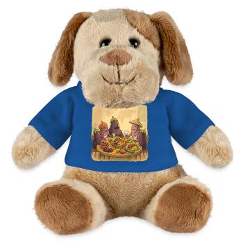 La société de l’aubergine à la table festive - Chien en peluche Helge MiniFeet® - bleu roi - Devant