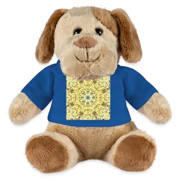 Mandala jaune-vert kaléidoscopique - Chien en peluche Helge MiniFeet® - bleu roi - Devant