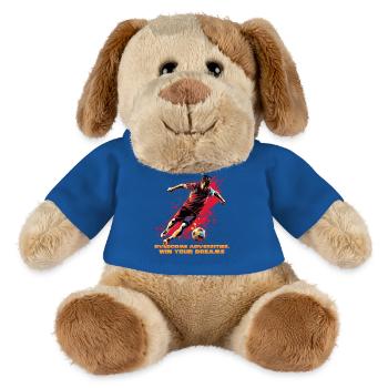 A footballer in dynamic action, modern pop-art - MiniFeet® Dog Helge - royal blue - Front