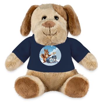 Ecureuil joue de la batterie dans la neige - Chien en peluche Helge MiniFeet® - bleu marine - Devant